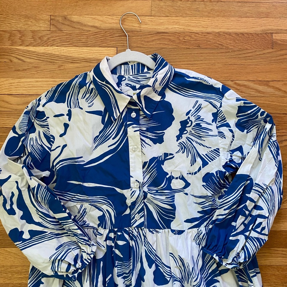 Anthropologie the Bettina shirt dress in blue white floral - Picture 5 of 7